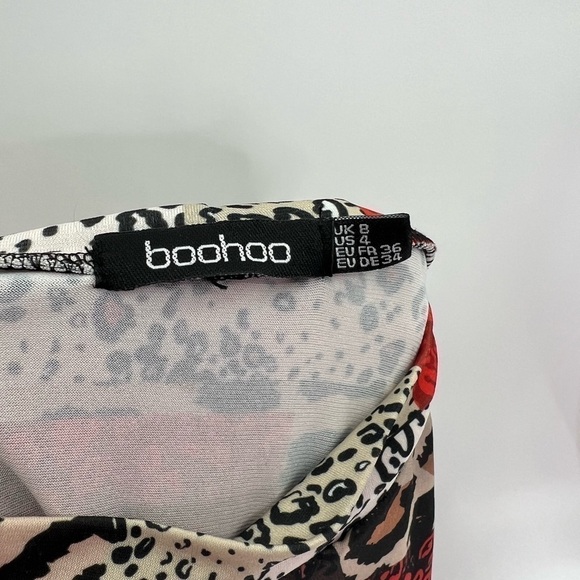 BOOHOO Women's Multicolored Animal Print Polyester Bodysuit One-Piece Size 4 - Picture 8 of 10
